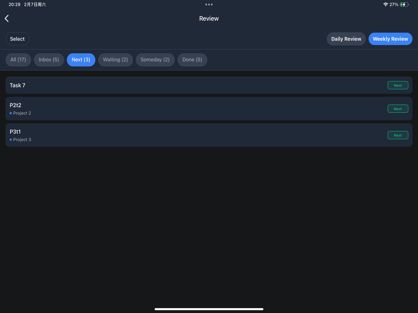 Mindwtr Review view on iPad